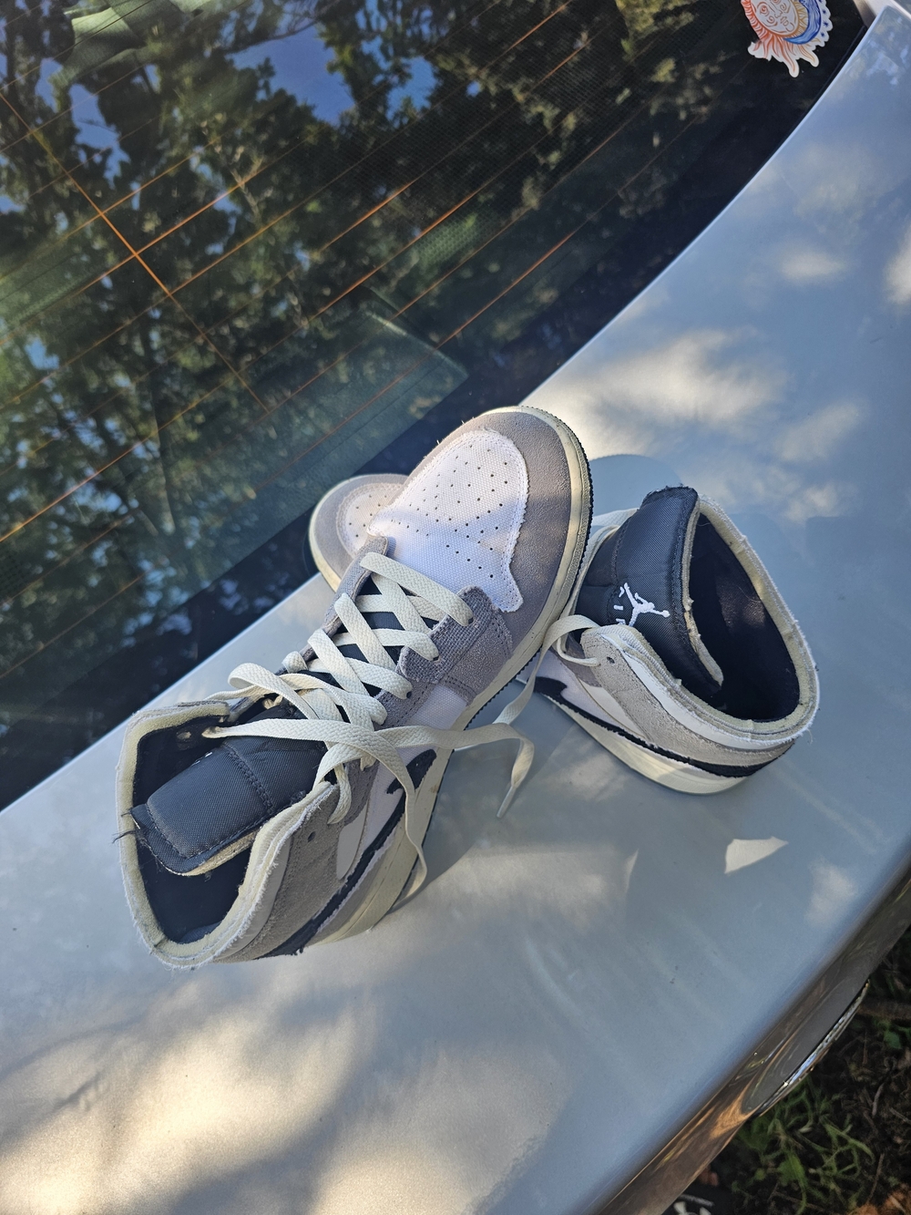 Nike Kids High-Top Sneakers in Gray, White and Black